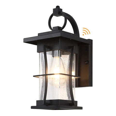 Smart Dusk To Dawn Outdoor Wall Light Fixture With Auto Sensor, black waterproof sconce with clear glass, anti rust for doorways
