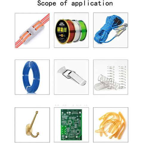 Slick Operation Electric Tensile Tester With Four Hundred Fifty Millimeter Stroke Digital Force Gauge dual clamps and probes shown with various materials.