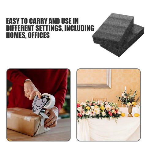 Two Piece Black Polyethylene Foam Pads Deliver Kickass Shock Resistant Cushioning for Heavy Duty Tool Storage while Guarding Gear against Dampness and Mold Damage during Custom Crafts and DIY Work, shown in various settings.