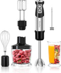 Six In One Immersion Blender With 1000W Motor And 12 Speed Settings with 600ml beaker and 500ml chopper, whisk, frother, blades