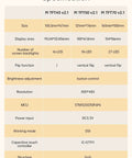 Specification table for Five Inch HD TFT LCD Capacitive Touch Screen Display With Sharp 800x480 Dsi Panel.