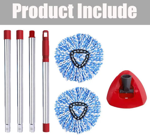 Spin Mop Head Base And Handle Replacement For OCedar EasyWring RinseClean Microfiber Spin Mop 2 Tank System Replacement Kit, 2 refills, red handle and base