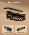 Indoor Spotlight Kit With Daily Auto Timer, 5500mAh Rechargeable Picture Lights installation options - adhesive and screws.