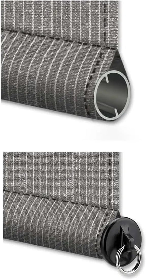 Set Of 2 Hella Sturdy Replacement Endcaps With Tight Rings For Exterior Sun Shades And Roller Blinds No Mess Quick Mount Rugged black plastic endcap showing the fabric roller shade detail.