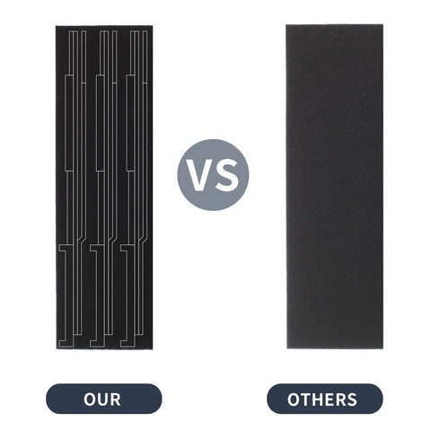 Comparison of pre-cut light seal foam kits for Nikon FM FM2 FE FE2 cameras; our foam on the left, competitors on the right.
