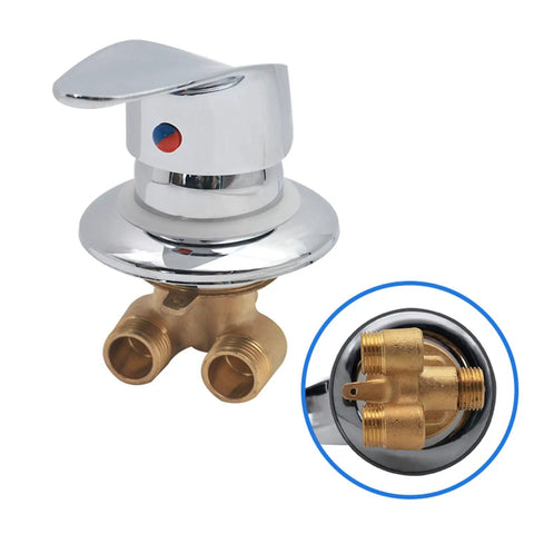 Slick Brass Shower Valve One Way Diverter Tap With G1/2 Cold Hot Water Mixer For Bathroom featuring chrome finish and brass connectors.