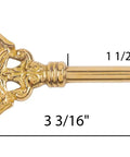 Solid Brass Skeleton Key, 3-3/16 inches long, ornate vintage style, perfect replacement for furniture locks.