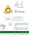 16ER AG60 insert with size specifications for Workhorse Lathe Tool Threading Solution With SER2020K16 Turning Tool Holder