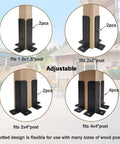 Heavy Duty Adjustable Deck Post Base Brackets Kit fits 1.5x1.5 2x2 2x4 4x4 wood posts for fences pergolas railings