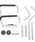 Built Tough Toilet Safety Rail With Padded Armrests components including adjustable aluminum support bars and hardware.