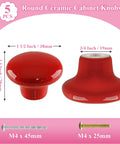 Totally Rad Red Ceramic Drawer Knobs With Funky Mushroom Shape For Nailed It Nursery Setup Awesome Five Piece Kitchen Cabinet Pulls For Fast Furniture Flip And No Stress Hardware Change.