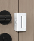 White Adjustable Portable Door Lock Rock Solid Security Reinforcement For Hotels Dorms Lock attached to wooden door.