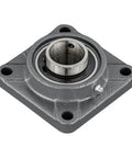 1-1/2 Inch Set Screw 4 Bolt Flange Bearing Pack of 2 Heavy Duty Cast Iron Housing showing inner bearing and mounting points.