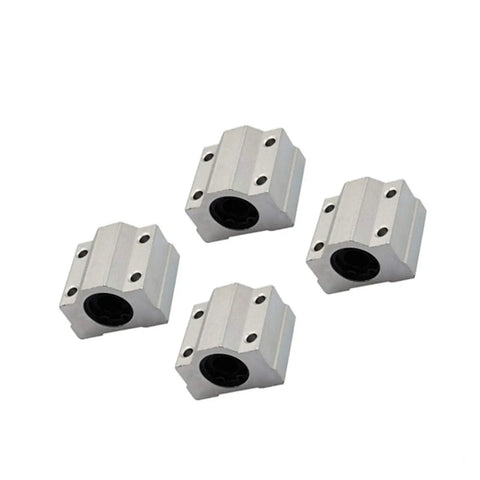Two-Pack Linear Motion Bearing Slides SCS8UU SCS10UU SCS12UU SCS16UU 8 To 16mm Length For CNC Parts And 3D Printer Builds Precision Machine Tools Smooth Glide Rails, four aluminum linear bearing blocks