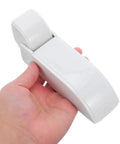 Hand holding heavy duty refrigerator door hinges with spring 2 pack, universal fit for freezers and coolers, white iron construction