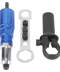 Cordless Rivet Nut Setter Tool Kit For Metal With Aluminum Alloy And Plastic Durable Build, components displayed