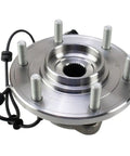 Heavy Duty Front Wheel Hub Bearing Kit Two Pack Direct Swap For Nissan Titan 2017 To 2020, showing round metal hub with studs and wire.