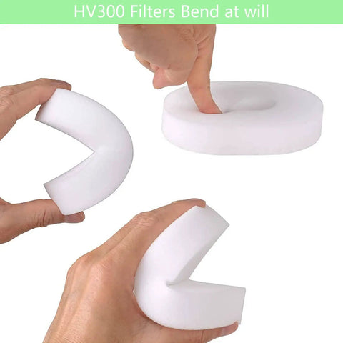 Demonstration of flexible foam filter from Shark Rocket Vacuum Replacement Filters Set For HV301 HV302 Ultra Light Corded Bagless Pet Stick Vacuum