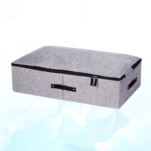 Built Tough Foldable Storage Tubs With Slick Glide Bottom For Easy Tucking Under Beds And Closets, gray cotton linen bin with zippers.