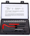 17 Piece Thread Repair Kit With Stainless Steel Twisted Drill, Tap Wrench, And M10x1 Threaded Inserts For Fast, No Nonsense Repairs In Metal And Plastic Threads, Great For Gearheads And Everyday Fixes, open case