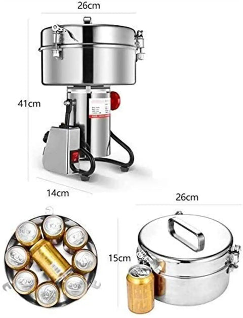Electric Grain Grinder And Powder Mill For Herbs Coffee Beans And Cereals 110V Superfine Grinding Overload Protection metal design