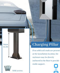 Heavy Duty Outdoor EV Charger Pedestal with galvanized steel enclosure, 80cm tall charging pillar for secure vehicle charging.