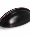 Slick Oil Rubbed Bronze Cup Pulls For Kitchen Cabinets And Drawers 3 Inch Hole Centers 15 Pack, detailed close-up view.