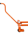 Heavy Duty Adjustable Tire Wheel Dolly Set Of Four 5500 Lbs Steel Car Mover with Beast Mode Grip swivel wheels side view in bright orange.