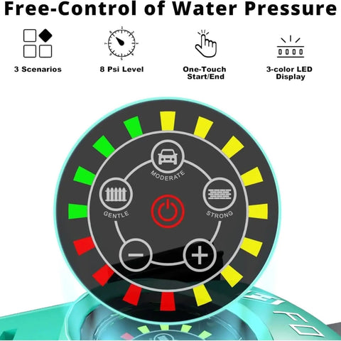 Adjustable touch screen of 5000 PSI Electric Pressure Washer with LED display showing pressure settings.