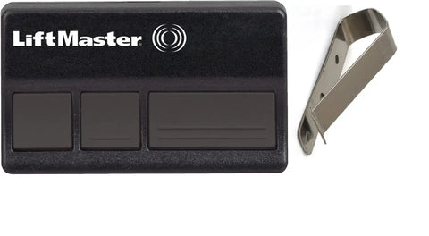 Two Pack 373LM Three Button Garage Door Remote Controls For Compatible Openers, black matte finish with metal clip