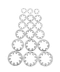 Stainless Steel Internal Tooth Star Lock Washers Kit, 300 Pc Heavy Duty Fasteners Assortment displayed in rows