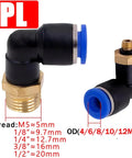 Pneumatic Air Connector Kit With Elbow Fittings And Quick Connect Hose For 4 6 8 10 12 Millimeter Lines Thread Sizes