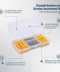 Drywall Anchors And Screws Kit With PP Plastic Wall Plugs And Stainless Steel Screws in storage case