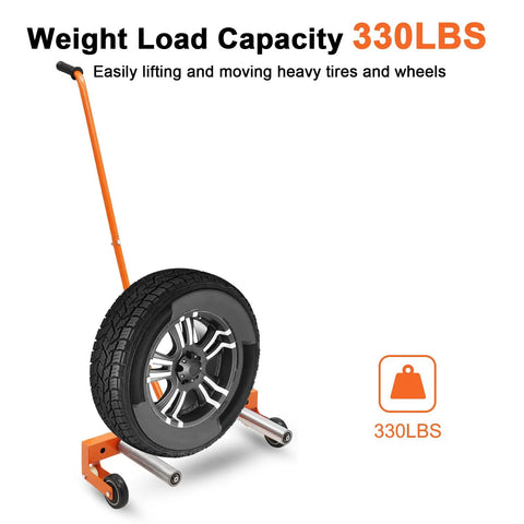 Heavy Duty Steel Tire Dolly With 360 Spin Swivel Wheels For Garage Mechanic Shop And 350 Pound Capacity Transport Cart, 330LB capacity.