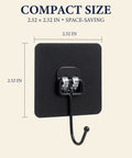 Black Self Adhesive Wall Hooks 10 Pack Heavy Duty Peel And Stick Mounting Brackets No Drill Hanging Rack No Sweat Slick Grip For Kitchen Bathroom Tile Wood Shelf Organizer Game Changer compact 2.52x2.52 inch size detail.