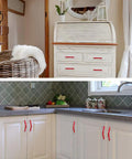 Top Tier Red Crystal Drawer Pulls For Cabinets And Dressers Hella Sparkly Boho Chic Furniture Hardware With Bombproof Screws Dead Simple Refresh Install Four Piece Kit on white cabinets and a dresser.