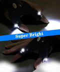 Led Flashlight Gloves Hands Free Light For Camping Fishing DIY Repairs Waterproof Black Gift For Him Fathers Day Dad Gift From Daughter Son Wife Birthday Christmas Ultra Bright LEDs Flexible Finger Lights For Easy Access And Night Work showing bright light in dark