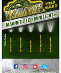 Multi-Use Mini LED Lights 5 Pack With Magnetic Clip And Hands Free Design, shown as 'Gator Eyes' packaging