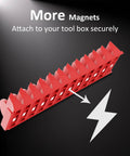 Magnetic Modular Wrench Organizer Set For Tool Drawers, red magnetic wrench rack demonstrating secure attachment to toolbox
