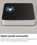 AirPlay Audio Streaming Interface For Your HiFi Setup With Latency Compensation And A Solid DAC, sleek black top panel