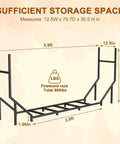 Diagram showing dimensions of Beefy 5.9ft Firewood Rack Holder For Indoor Outdoor Use Heavy Duty Steel Wood Storage
