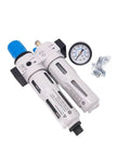 Built Tight FRL Filter Regulator And Lubricator With Auto Drain For Air And Water Handling MIDI Connectors mounted with pressure gauge.