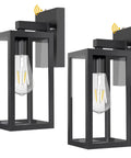 Two Pack Dusk To Dawn Outdoor Wall Lanterns With Sensor Matte Black Exterior Porch Lights E26 Base Socket Anti Rust Waterproof