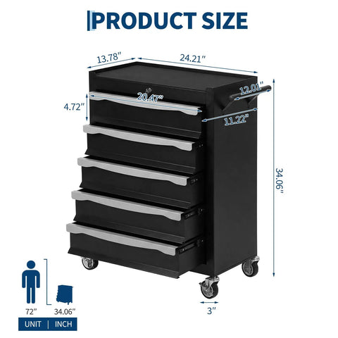 Badass Rolling Tool Chest Cabinet Designed With Heavy Duty Cold Rolled Steel Construction Includes Secure Central Keyed Lock For Shop Floor Storage dimensions and size information.