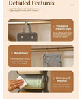 Detailed features of Slick Double Sided Hanging Closet Organizer With Sixteen Clear Pockets For Gym Gear And Casual Threads in Charcoal Gray.