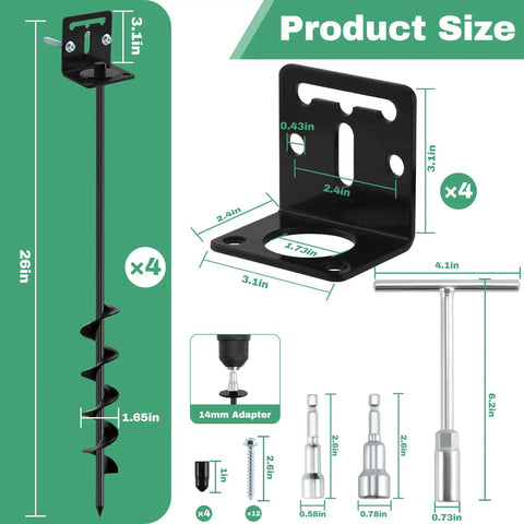 26 Inch Heavy Duty Ground Anchors Screw In For Mobile Homes Sheds Fences Swing Sets Trampolines And Carports Complete Anchor Kit With L Bracket And Drill Adapter For Easy Install And Maximum Wind Security