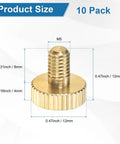 10 Pack Knurled Thumb Screws M5x8mm Solid Brass Flat Head Hardware showing dimensions for easy DIY fixes and adjustments.