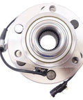 Premium Wheel Bearing And Hub Assembly Pair For Quick Garage Swaps featuring heavy duty steel components viewed from the top.