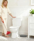 Solid Diatomaceous Earth Plunger Tray Quick Dry Gray Bathroom Drip Holder For Seven Inch Toilet Tools beside a toilet.