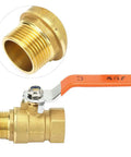 Built Like A Tank 3/4 Inch Brass Ball Valve Plumbing Shut Off High Flow Water Line Fitting Corrosion Resistant Heavy Duty Pipe Connector For Reliable Home Use with orange lever.